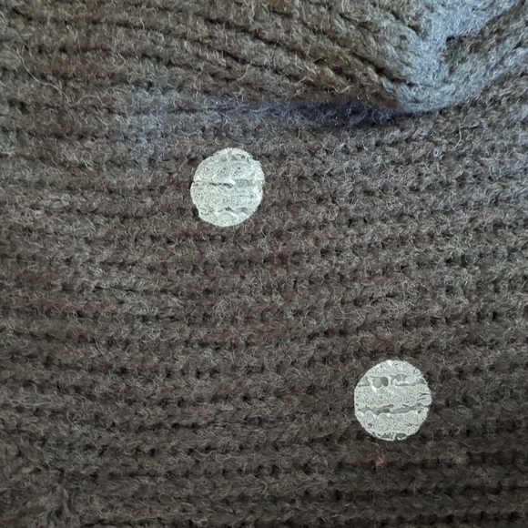 JOA polka dot Sweater chunky warm gray neutral/ metallic wool blend boxy knit XS - Picture 5 of 10